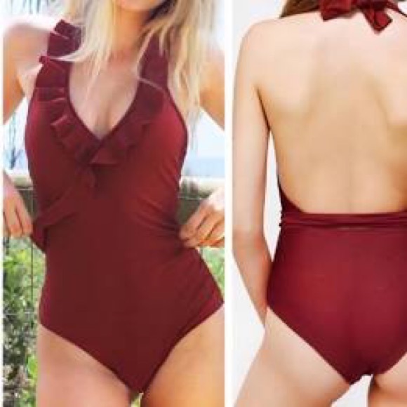 Red Ruffled One Piece Suit - Picture 7 of 7